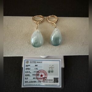 14K Jade  Teardrop Earrings